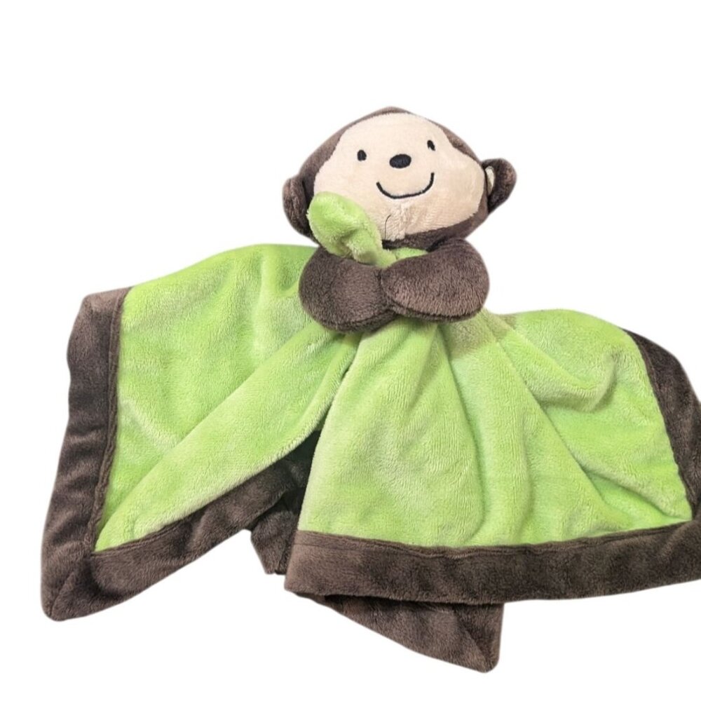 Carters Plush‎ Baby Security Blanket Monkey Green & Brown Soft Lovey